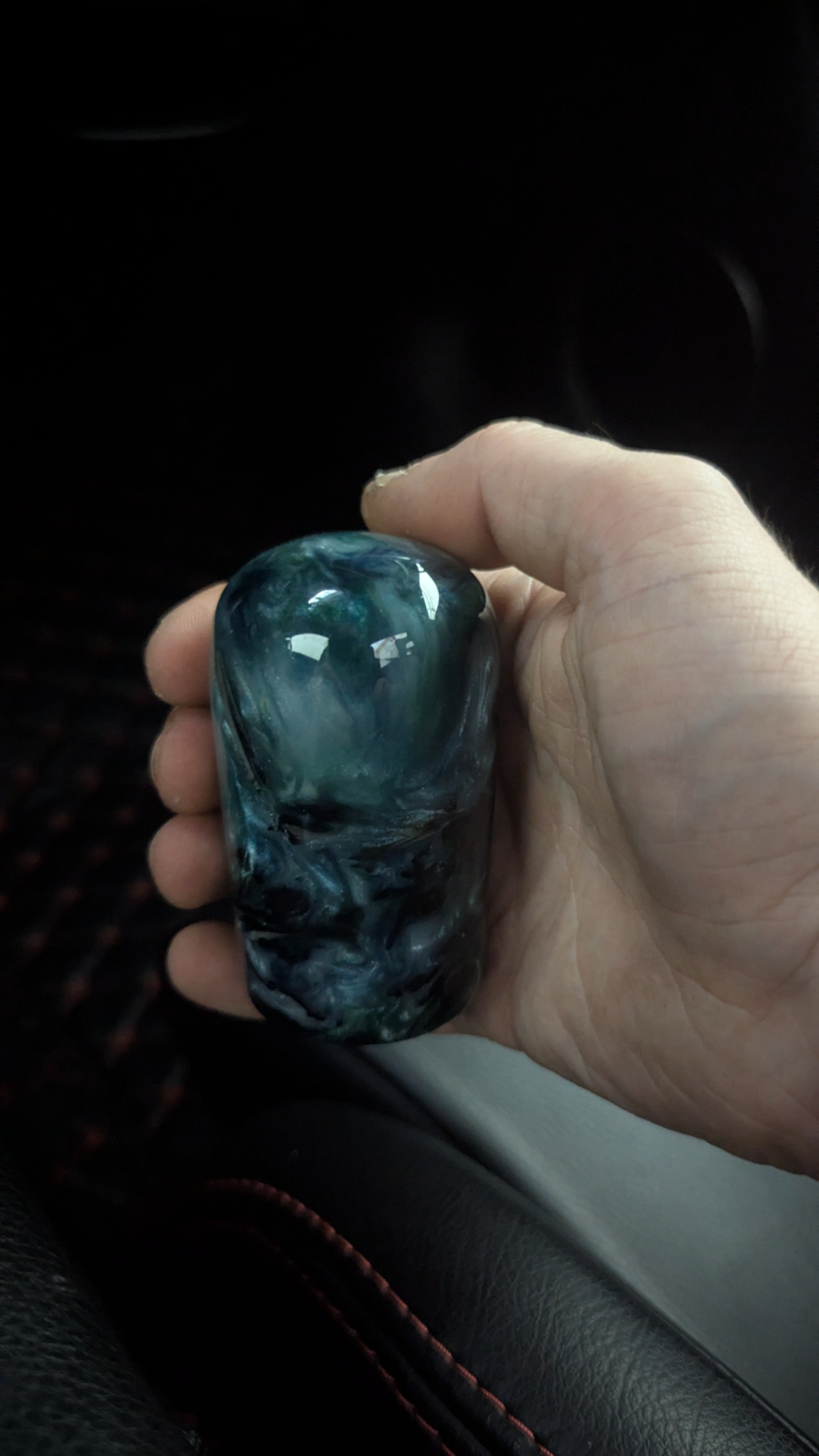 3" Aquamarine/Deep Sea Carbon Teardrop